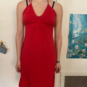 Red halter summer beach style dress